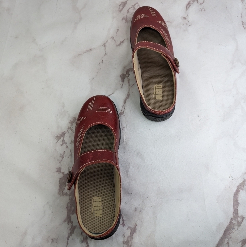 Drew Mary Jane Womens Size 38 US 8 Red Shoes Sandal Slip On Button Hook Shoes - Picture 10 of 11